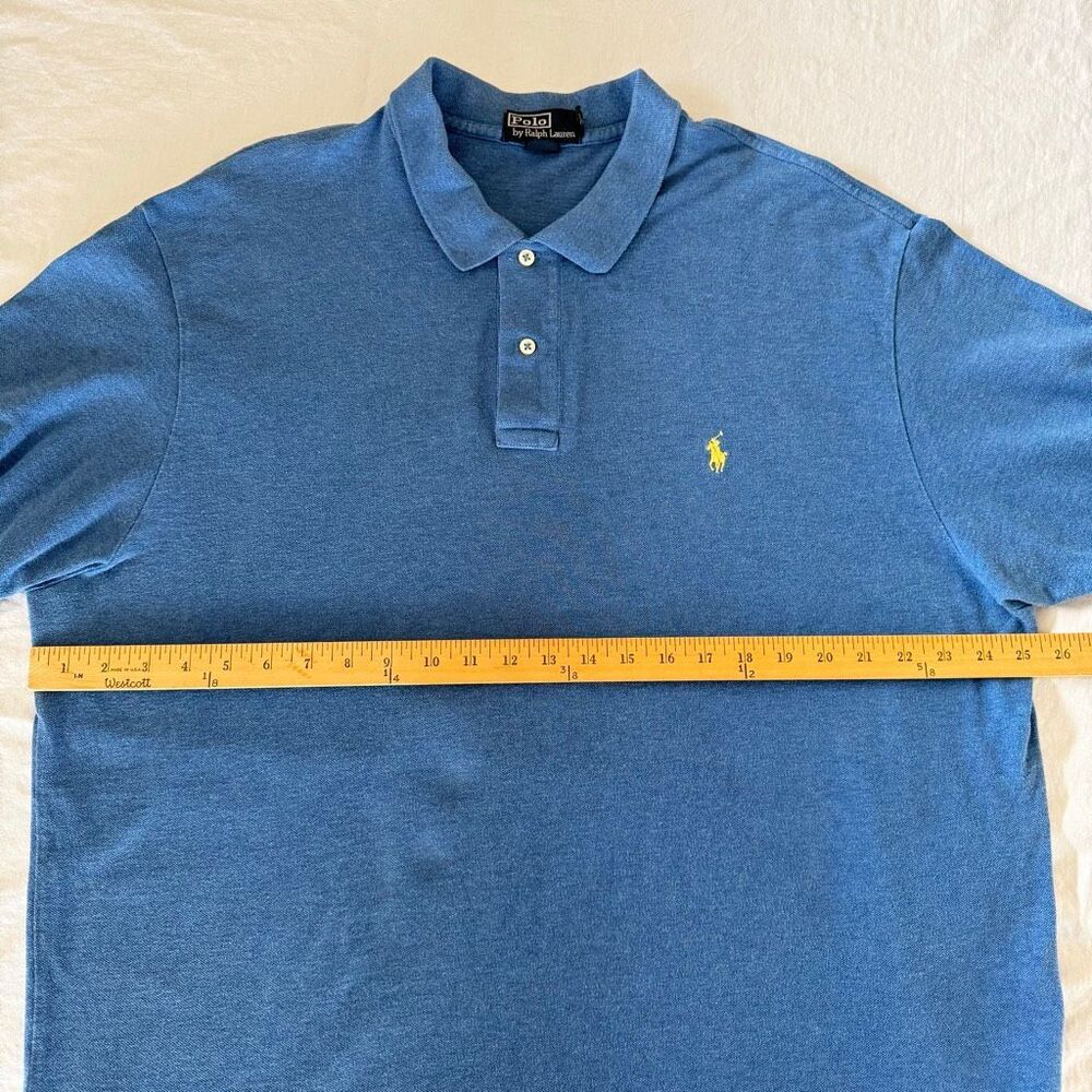 Polo by Ralph Lauren | Cotton Pique Polo Shirt | Blue | Men’s | XXL - Picture 9 of 11